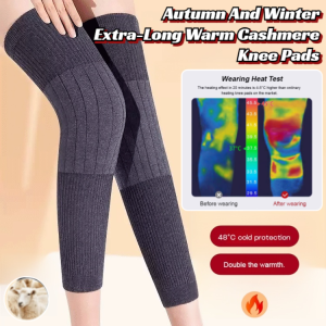 Autumn And Winter Extra-Long Warm Cashmere Knee Pads Joint Cold-Proof Brace  Elastic Compression Knee Protection 秋冬加长保暖羊绒护膝