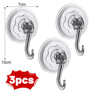 Polocat 3/1Pcs Suction Cup Hooks Clear Reusable Heavy Duty Vacuum Suction Cup Hooks Window Glass Door Kitchen Bathroom Supplies