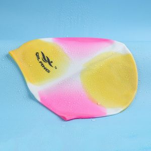 DISKAS Wear-resistant Swim Pool Colorful Plus Size Waterproof Flexible Silicone Bathing Cap Swim Pool Hat Swimming Cap Swimming Hat