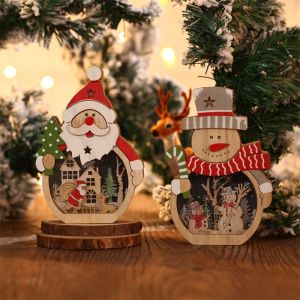 MAOMEI Sáng Tạo Đồ trang trí người tuyết ông già Noel Đèn Led Hộ gia đình Đèn giáng sinh Quà Tặng Bền Đồ trang trí Giáng sinh bằng gỗ Trang trí năm mới