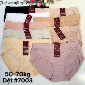 10 quần lót nữ 7003 chất liệu dệt gân kim kháng khuẩn thoáng mát - Women
