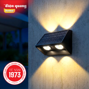 Đèn hắt tường 2 chiều đèn tường năng lượng mặt trời Điện Quang dùng ngoài trời có thể đổi màu dùng để trang trí tự động bật tắt chống thấm nước