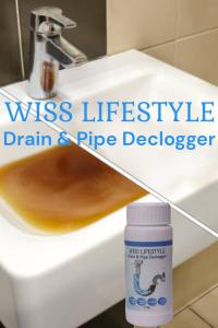 WISS LIFESTYLE Clog Remover Drain Pipe Basin Cleaner Clogged Drainage Remover Powder Declogger for Toilet and Kitchen 110g/ Bottle