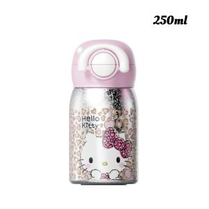 X&W 250ML Hello Pure Titanium Insulated CupStraw Thermos Waterbottle Cute Pattern Portable Cup Valentines Day Gift