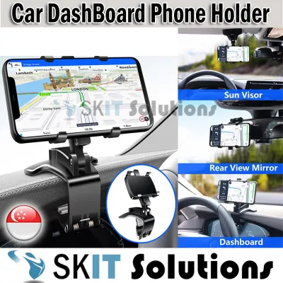 【SKIT SG】Car Dashboard Mobile Phone Holder Mount Clip 360 Degree Rotation Bracket for Sun Visor Windshield / Rear View Mirror / Dashboard 360° Car Mount for 4-7 inch Smart Phones Smartphones