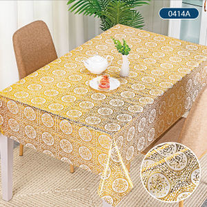 Golden Floral Pattern Tablecloth PVC Table Cloth Rectangle for Table Waterproof and Oilproof Wear-Resistance Table Protector Table Cloth Runners Table Cover