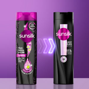 SUNSILK Shampoo Conditioner | Black Shine Soft & Smooth 160ml | Activ-Infusion Rambut 5X Lebih Lembut & Halus with Argan Oil | Rambut Hitam Berkilau Activ-Infusion dengan Urang Aring | FUFUMISE