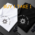 [Buy 1 Get 1 Free] Printed T-shirt in black and white, simple and versatile shirt for men and women. 