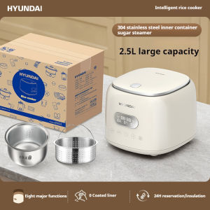 【In Stock】 Korean Hyundai 2.5L Multi-Function Rice Cooker Low-Sugar 304 Stainless Steel Inner Pot + Sugar Drainer