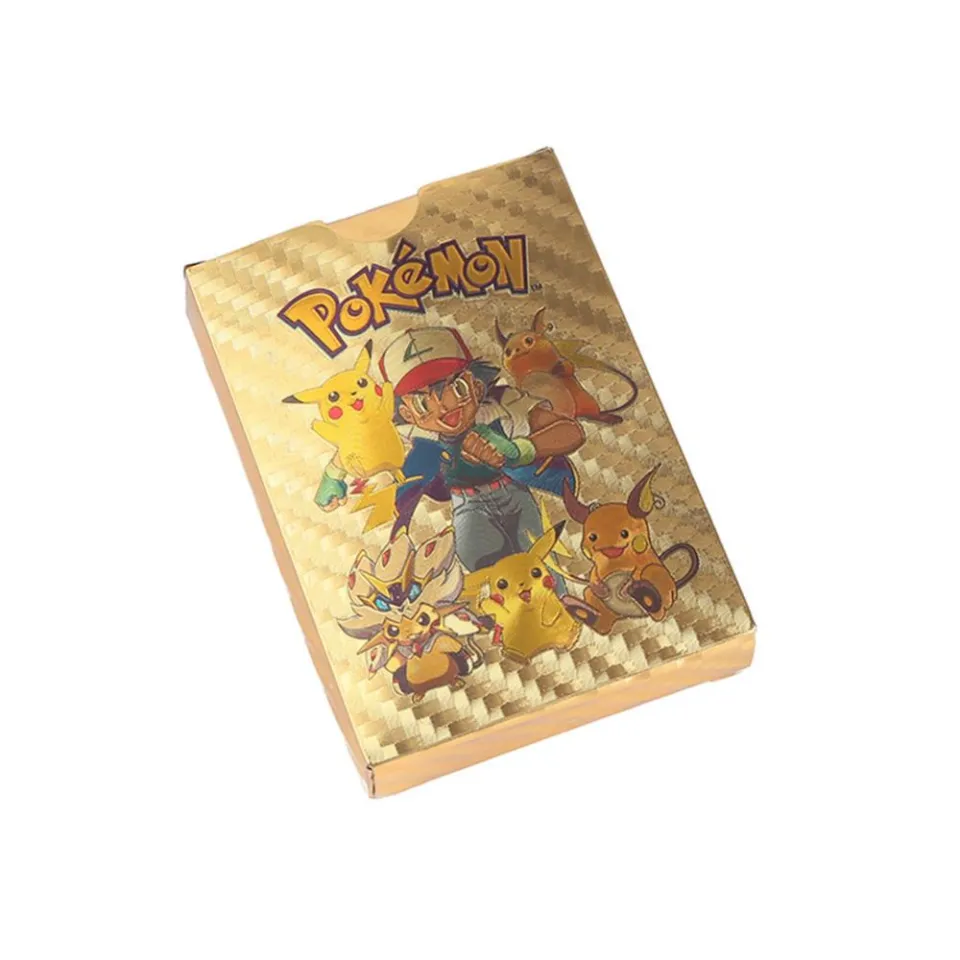 55Pcs Pokemon Trading Cards English Pokemon Gold Foil Card Ultra Rare Game  Collection Cards for Fans Kids Collectors - Lazada | Lazada