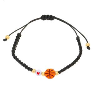 Sporty Beaded Fabric Wristband Football Tennis Rugby Design Adjustable Sizes Casual Athletic Wrist for Adults