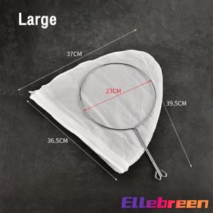 ELLE Reusable Mesh Milk Tea Filter Bag With Handle Steel Ring Cotton Cloth Filter Kitchen Accessories
