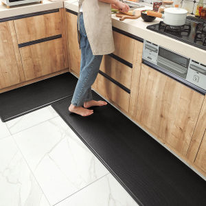 Kitchen Mat Floor Long Thickened PU Waterproof and Oil Proof Carpets Non-Slip Kitchen Rugs Floor Mats Anti-Fatigue Carpet Soothes Foot Pressure Airmat Door Mat Entrance
