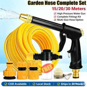 Heavy Duty Garden Hose Reel | With High Pressure Nozzle Powerful Watering for Lawn Garden & Car Wash