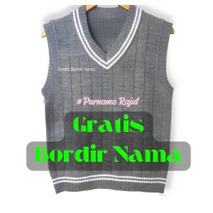 GRATIS BORDIR NAMA Vest knitt salur tanpa lengan - baju rompi wanita laki- laki rajut premium outerwear Hitam Dewasa Sweater