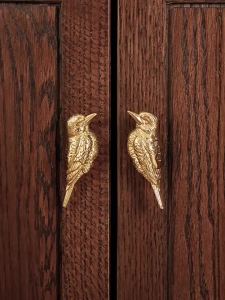 xpkQ Solid Copper Cabinet Pulls Nordic Creative Drawer Pull Animals Bird Shape Cupboard Handles Retro Single Hole Furniture Grip H5K8Q