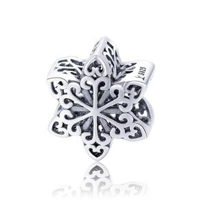 BAMOER Free Shpping Genuine 925 Sterling Silver August Elegant Snowflake Openwork Beads fit Women Charm Bracelets & Necklace DIY Jewelry SCC719