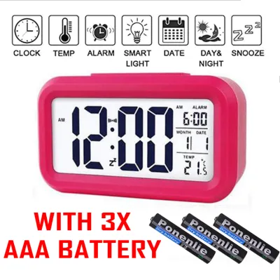 (SG STOCK) Battery Alarm Clock Operated LCD Display Digital Smart Small Snooze Temperature/Many colors/Easy to use