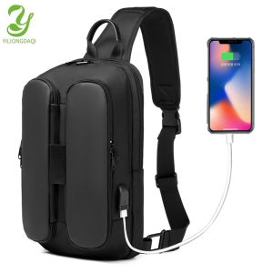 KAKA 2020 Korean Chest Pack Travel Shoulder Crossbody Bag USB Charging Backpack Tactical Sling Bag For Men