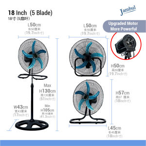 COOL POWER 18“ 3 In 1 Heavy Duty Industrial Fan Electric Floor Fan Wall Fan Stand Fan Kipas Kilang Dinding 18寸3合1工业电风扇