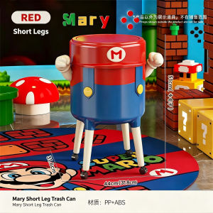 Creative cartoon trash can stylish and large capacity for home use in the living room with lid wheels and movable