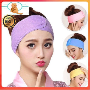 Velcro Facial Wash Headband Thick and Long Cloth Adjustable Elastic Women’s Make Up Spa