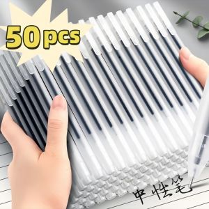100pcs / 50pcs Smooth Writing Gel Pens Set with Frosted Plastic Body 0.5mm Transparent Pen