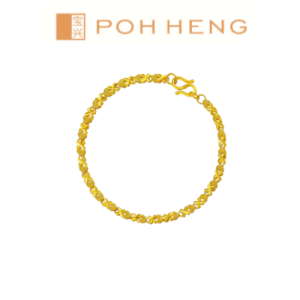Poh Heng Jewellery 24K Eternal Heart Chain Bracelet in Yellow Gold[Price By Weight]