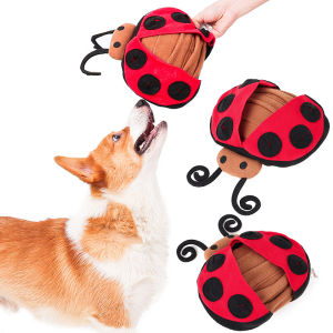 DY Loving Corgi Sniffing Toys Pet Ladybug Plush Smell Toys Funny Puzzle Leakage Training Dog Himself Play Companion Toys IQ Training Pet Products