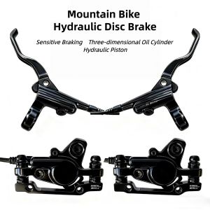 KNSYYC MTB Bicycle Hydraulic Disc Brake Leak-Proof Integrated Oil Cylinder Smooth & Quiet Braking Front & Rear Hydraulic Disc Brake With Resin Brake Pads