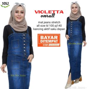 Overall Rok Span Jeans Ghea Overall Jumbo XXL Baju Kodok Jumpsuit Wanita Melar Terbaru