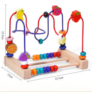 Kid Wooden Around Beads Wire Maze Toy Wood Maze Montessori Sensory Early Learning Education Puzzle Toys