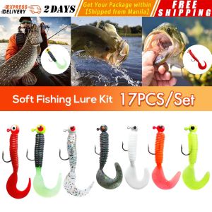 【17PCS/Set】Multi Fishing Lure Set Wobblers Artificial Mixed Colors Styles Soft Fishing Lure Kit Plastic Metal Bait Fishing Tackle Set Fishing-Lure-17PCS/Set