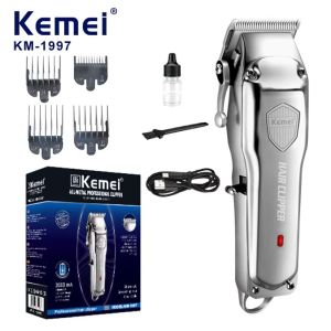 ปัตตาเลี่ยนตัดผม Kemei KM-1997 ไร้สาย ดีไซด์สวยทันสมัย สีเงินหรูหรา ปัตตาเลี่ยนตัดผม แบตตาเลียนตัดผม Clippe