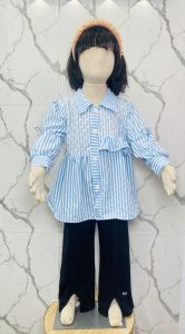 Setcel jenny salur crinkle mix knit anak perempuan usia 3 - 12 tahun / stelan kombinasi jaring brukat celana knit cutbray - COD