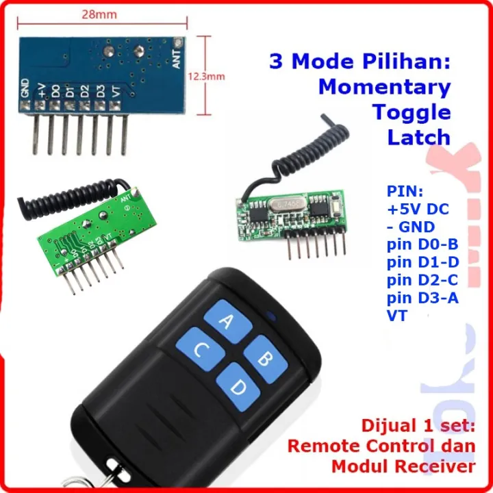 DIY Modul Smart Remote Control Module Transmitter dan Receiver 433MHz ...