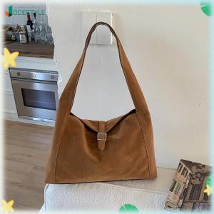 JOCESTYLE Women Girls Faux Suede Solid Color Shoulder Bag Fashion Commute Handbag Lazy Aesthetic Vintage Underarm Bag for Work Shopping Travel Daily