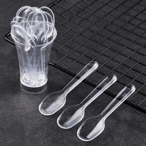 100/500Pcs Mini Clear Plastic Spoons Individually Packed Pudding Spoon Disposable Spoon for Jelly Ice Cream Dessert Party Tableware