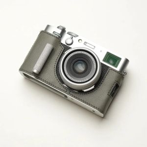 Roadfisher Genuine Real Leather Camera Bag Protect Case Cover Aluminum Alloy Base Grip Sheath For Fujifilm X100VI Fuji X-100VI