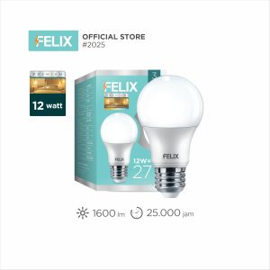 FELIX PREMIUM LED 12W Putih Super Terang Hemat 90% Bohlam Lampu E27 Setara 125W Garansi 3 Tahun