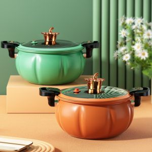 NỒI ÁP SUẤT CHỐNG DÍNH ĐA NĂNG HÌNH QUẢ BÍ NGÔ ĐƯỜNG KÍNH 28 CM -Nồi áp suất bí ngô thông minh dung tích 8 lít chống dính - Nồi đa năng hầm gà hầm cháo cao cấp tiện lợi. GấuMẹ Store