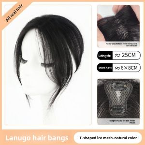 4*6/6*8-25cm 100% Human Hair Topper Black & Mocha Brown Breathable Lightweight Hair Piece Cover White Hair Add Volume For Women