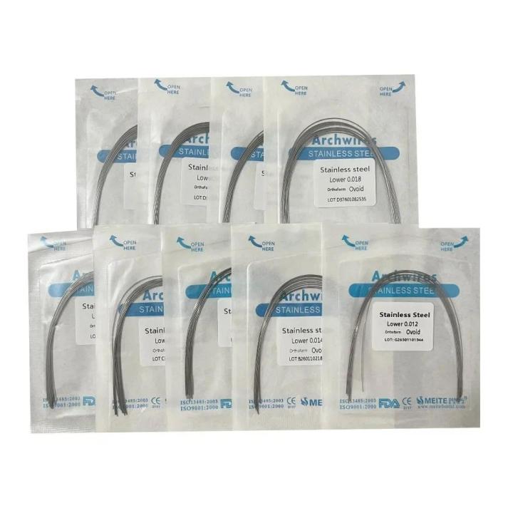 Lot De 10 Fils Orthodontiques Niti Super Elastic Reverse Curve - Forme Rectangulaire - Neuf