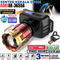 Senter Kepala BAHAN PREMIUM Super Terang 90 Watt Lensa Teleskop Zoom In-Out Tahan 24 Jam Baterai Jumbo Bisa Diganti AOKI AK-3655A PRO IRON EDGE - Headlamp Led Laser Cahaya Putih Super Terang ~FSS. 