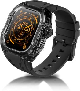 Translucent Designer Rugged Case and Band Compatible for Watch Ultra 3/2/1 49mm Luxury Tactical Crystal Clear Military Protector for iWatch B-BR