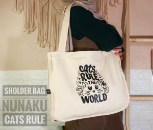 SHOULDER BAG TOTEBAG TAS LAPTOP KANVAS LARGE CAPACITY CATS RULE NUNAKU