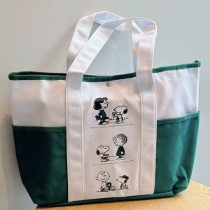 DYJKOUG Printed Starbucks Canvas Bag Cartoon Large Capacity Cloth Handbag Casual Tote Bag Snoopy Shoulder Bag Girl