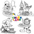 Bánh Pizza - Set 20 Tờ Tranh Tô Màu A4 A5 Dành Cho Màu Sáp, Màu Chì - TRANH TÔ MÀU COLOR LAND. 