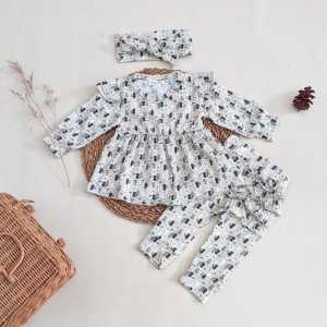 Isvara Oneset Free Headband - Setelan Baju Bayi Perempuan Bonus Bandana Maybee Kids Mybee