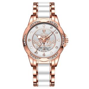 POEDAGAR Women Watch Luxury Quartz Diamond Rose Gold Ceramics Steel Watches Waterproof Luminous Ladies Wristwatches